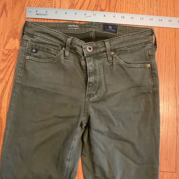 Adriano Goldschmidt Jeans, The Prima, Mid-rise Cigarette Leg, Army Green, Sz 24R - Picture 15 of 16